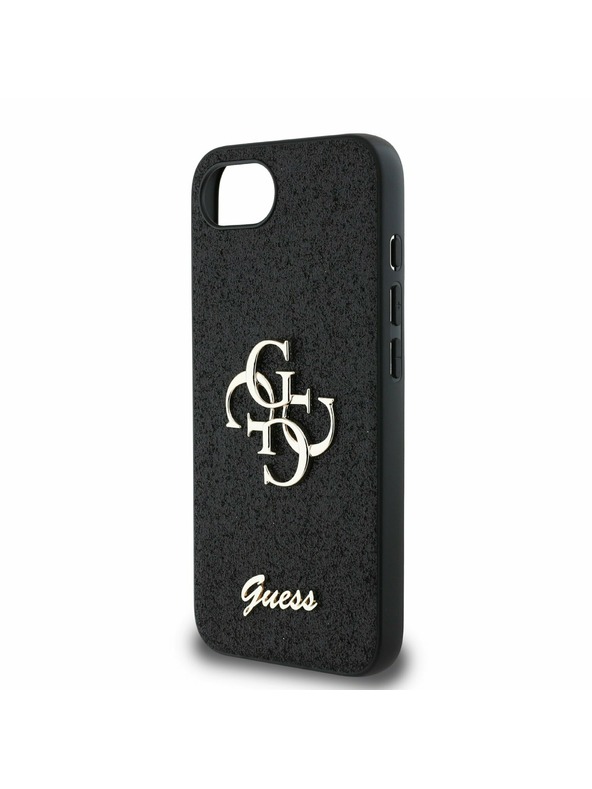 Guess Guess PU Fixed Glitter 4G Metal Logo Заден калъф за iPhone 16e Black