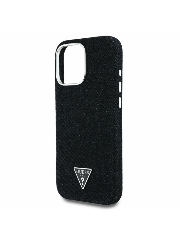 Guess Guess Denim Triangle Logo MagSafe Заден калъф за iPhone 16 Pro Black