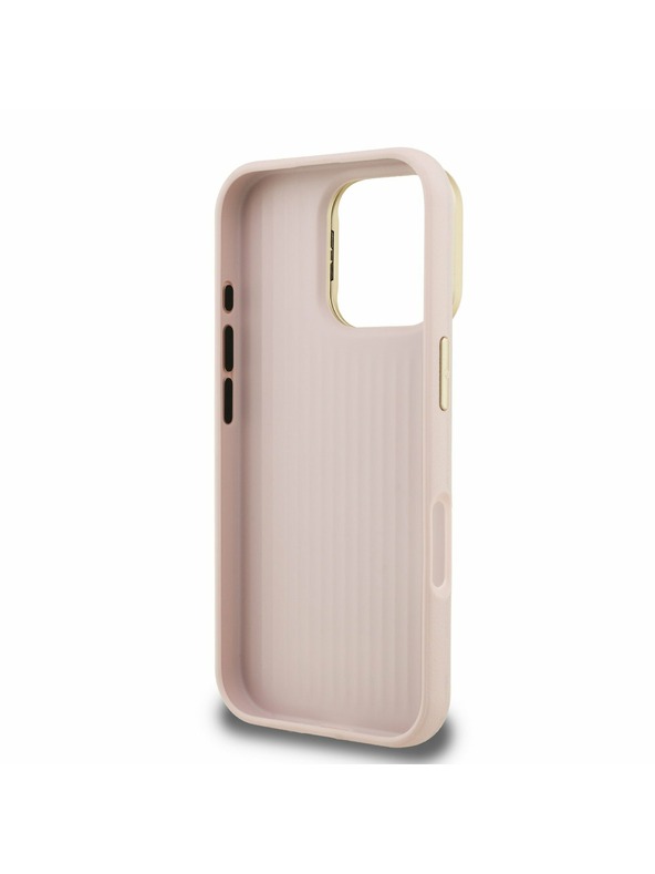Guess Guess PU Grained 4G Logo Stand Camera Frame Заден калъф за iPhone 16 Pro Max Pink