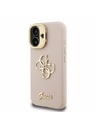 Guess Guess PU Grained 4G Logo Stand Camera Frame Заден калъф за iPhone 16 Pink