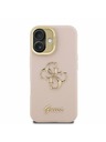 Guess Guess PU Grained 4G Logo Stand Camera Frame Заден калъф за iPhone 16 Pink