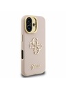 Guess Guess PU Grained 4G Logo Stand Camera Frame Заден калъф за iPhone 16 Pink