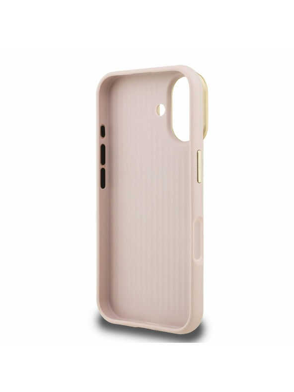 Guess Guess PU Grained 4G Logo Stand Camera Frame Заден калъф за iPhone 16 Pink