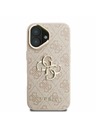 Guess Guess PU 4G Metal Logo Stand Camera Frame Заден калъф за iPhone 16 Pink