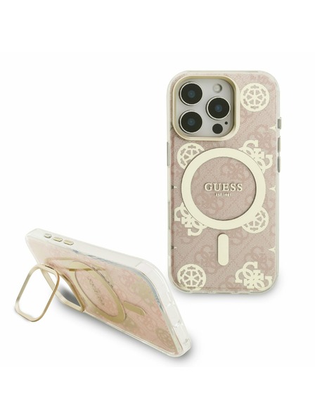 Guess Guess PC/TPU Electroplated Stand Camera Frame MagSafe Заден калъф с Подменяем Фон за iPhone 16 Pro