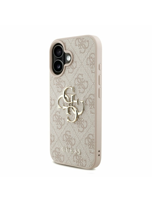 Guess Guess PU 4G Metal Logo Strap Заден калъф за iPhone 16 Pink