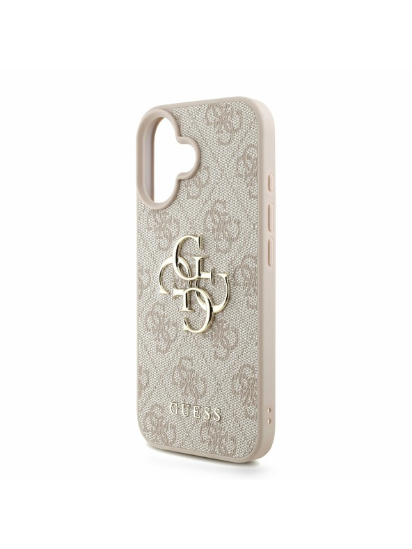 Guess Guess PU 4G Metal Logo Strap Заден калъф за iPhone 16 Pink