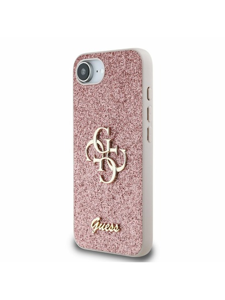Guess Guess PU Fixed Glitter 4G Metal Logo Заден калъф за iPhone 16e Pink
