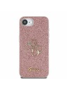 Guess Guess PU Fixed Glitter 4G Metal Logo Заден калъф за iPhone 16e Pink