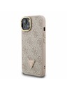 Guess Guess PU 4G Strass Триъгълен лого Stand Camera Frame MagSafe Заден капак за iPhone 13 Розов