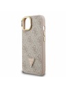 Guess Guess PU 4G Strass Триъгълен лого Stand Camera Frame MagSafe Заден капак за iPhone 13 Розов