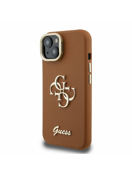 Guess Guess PU Grained 4G Logo Stand Заден капак за iPhone 14 Кафяв