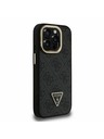 Guess Guess PU 4G Strass Триъгълен лого Stand Camera Frame MagSafe Заден капак за iPhone 15 Pro Max Черен
