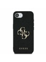 Guess Guess PU Grained 4G Метален лого Заден капак за iPhone 16e Черен
