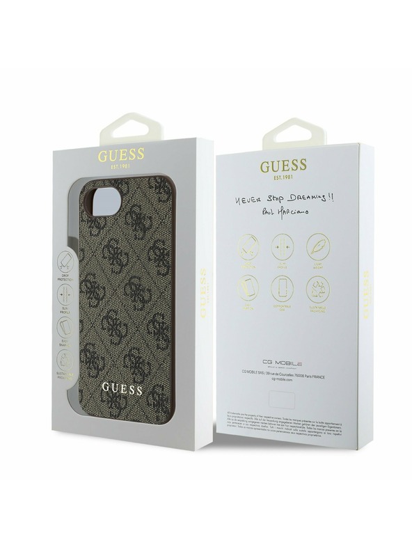 Guess Guess 4G Charm Заден капак за iPhone 16e Tone on Tone Кафяв
