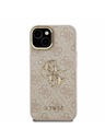Guess Guess PU 4G Метален лого Stand Camera Frame Заден капак за iPhone 15 Розов