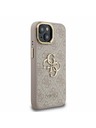 Guess Guess PU 4G Метален лого Stand Camera Frame Заден капак за iPhone 15 Розов