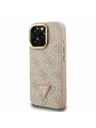 Guess Guess PU 4G Strass Триъгълен лого Stand Camera Frame MagSafe Заден капак за iPhone 16 Pro Розов