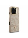 Guess Guess PU 4G Strass Триъгълен лого Stand Camera Frame MagSafe Заден капак за iPhone 16 Pro Розов