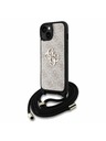 Guess Guess PU 4G Метален лого Crossbody Каишка Заден капак за iPhone 15 Розов