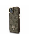 Guess Guess PU 4G Strass Триъгълен лого Stand Camera Frame MagSafe Заден капак за iPhone 13 Кафяв