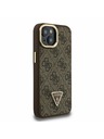Guess Guess PU 4G Strass Триъгълен лого Stand Camera Frame MagSafe Заден капак за iPhone 13 Кафяв
