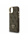 Guess Guess PU 4G Strass Триъгълен лого Stand Camera Frame MagSafe Заден капак за iPhone 13 Кафяв
