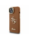 Guess Guess PU Grained 4G Logo Stand Заден капак за iPhone 15 Кафяв