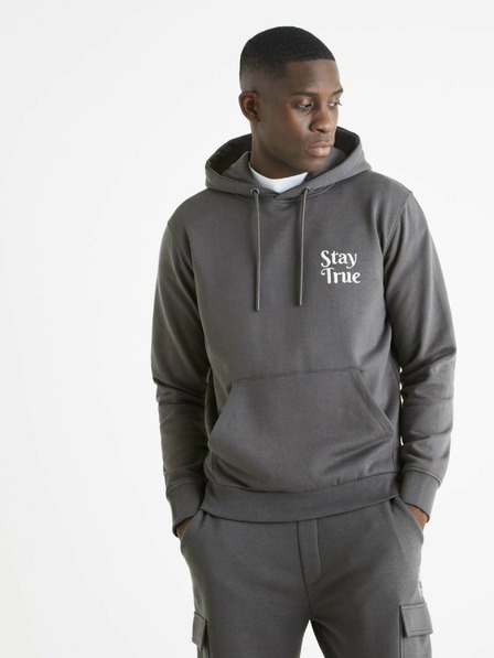 Celio Сив мъжки пуловер с качулка Celio