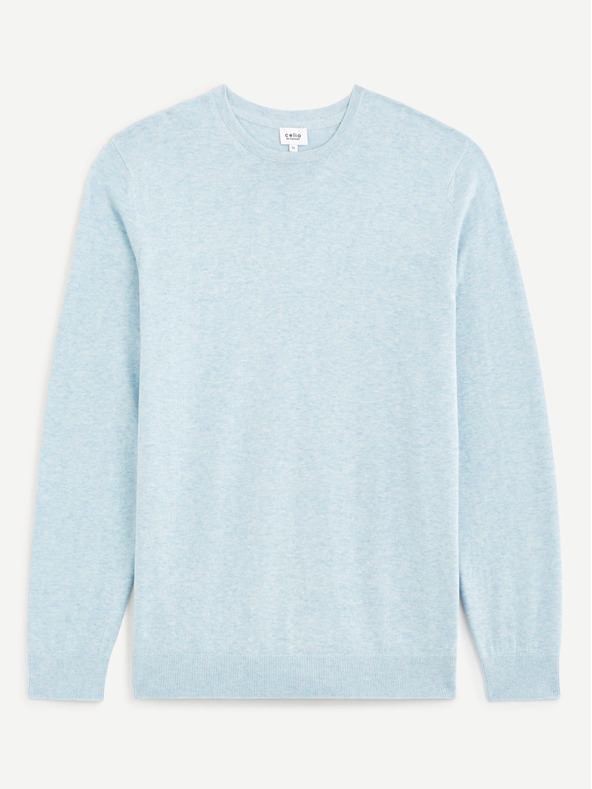 Celio Светлосин мъжки памучен основен пуловер Celio Decoton