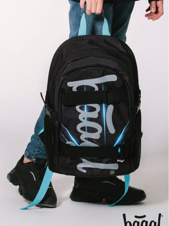 BAAGL  Черен 3 комплект skate bluelight: раница, моливник, чанта Baagl