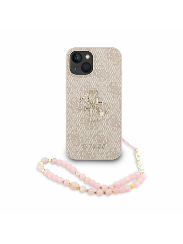 Guess Guess PU 4G Metal Logo Strap Заден калъф за iPhone 15 Розов