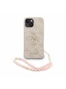 Guess Guess PU 4G Metal Logo Strap Заден калъф за iPhone 15 Розов