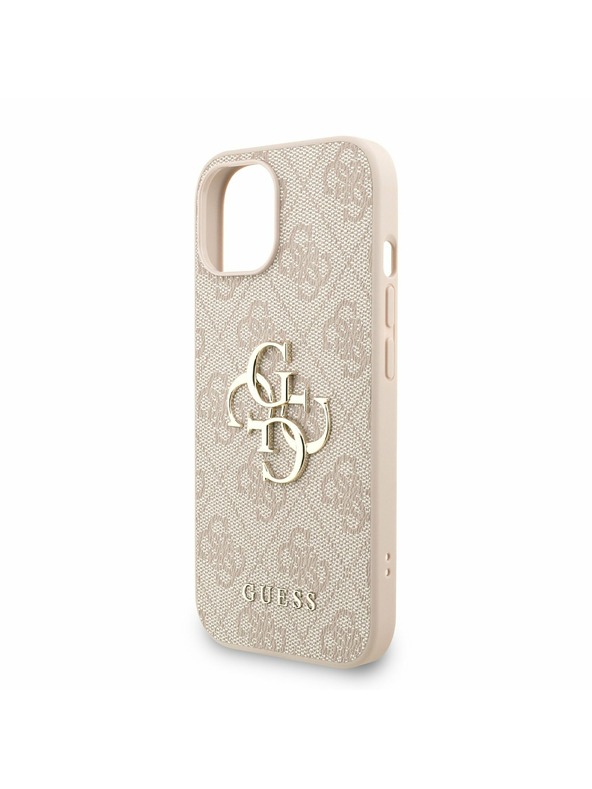 Guess Guess PU 4G Metal Logo Strap Заден калъф за iPhone 15 Розов