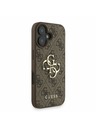Guess Guess PU 4G Metal Logo Strap Заден калъф за iPhone 16 Кафяв