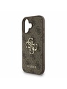 Guess Guess PU 4G Metal Logo Strap Заден калъф за iPhone 16 Кафяв