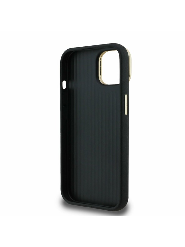 Guess Guess PU Grained 4G Logo Stand Camera Frame Заден калъф за iPhone 13 Черен