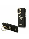 Guess Guess PU Grained 4G Logo Stand Camera Frame Заден калъф за iPhone 16 Черен
