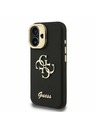 Guess Guess PU Grained 4G Logo Stand Camera Frame Заден калъф за iPhone 16 Черен
