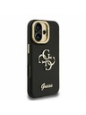 Guess Guess PU Grained 4G Logo Stand Camera Frame Заден калъф за iPhone 16 Черен
