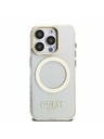 Guess Guess IML Gold Outline Stand Camera Frame MagSafe Заден калъф за iPhone 15 Pro Прозрачен