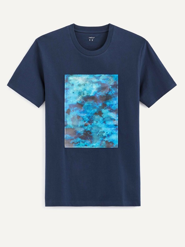 Celio Тъмно синя мъжка тениска с щампа Celio