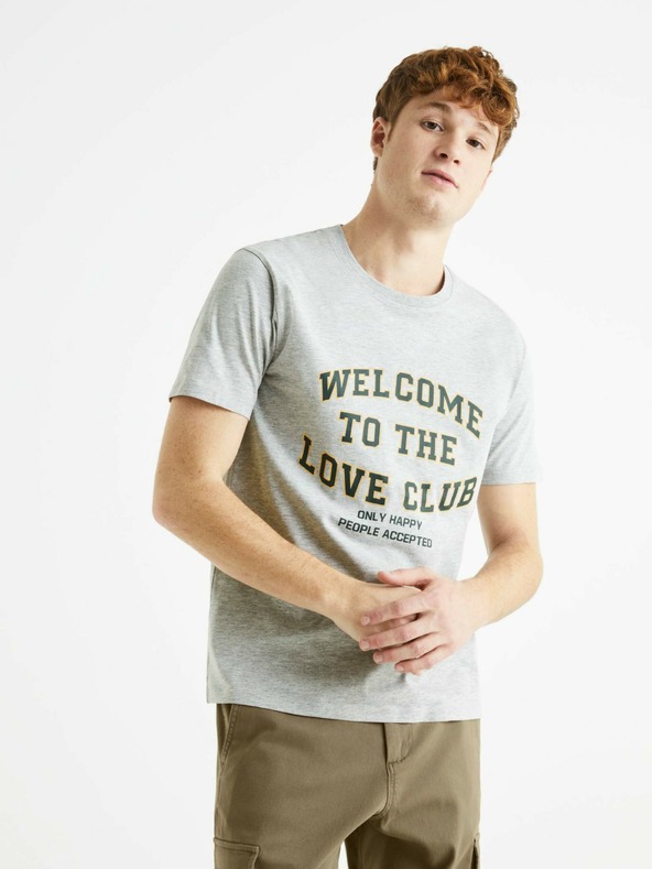 Celio Светлосиво мъжко тениска Celio Bedisplay Welcome