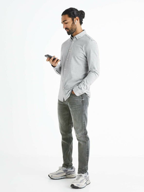 Celio Светлосива мъжка риза Celio Bapik