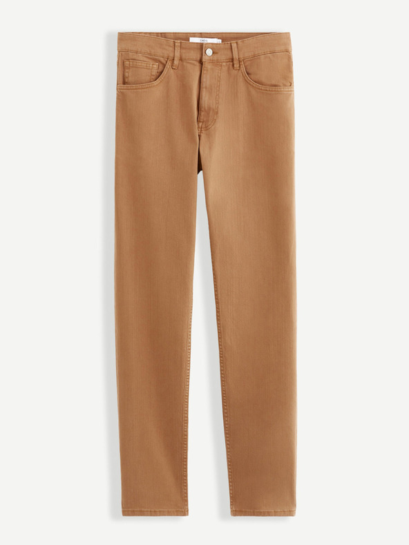 Celio Кафяви мъжки дънки с права кройка Celio Vopry1