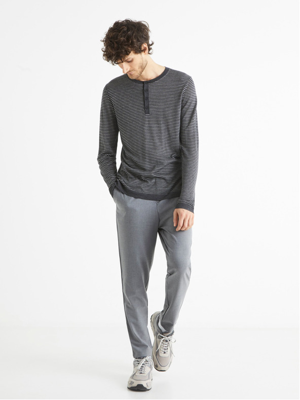 Celio Тъмно сив мъжки пуловер на райета Celio Bestripe