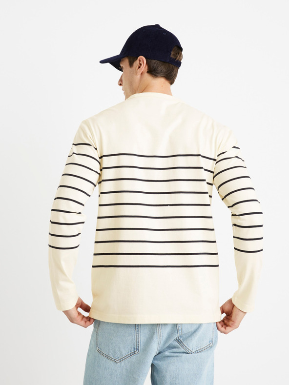 Celio Кремава мъжка тениска на райета Celio Veboxmlr