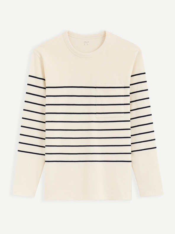 Celio Кремава мъжка тениска на райета Celio Veboxmlr
