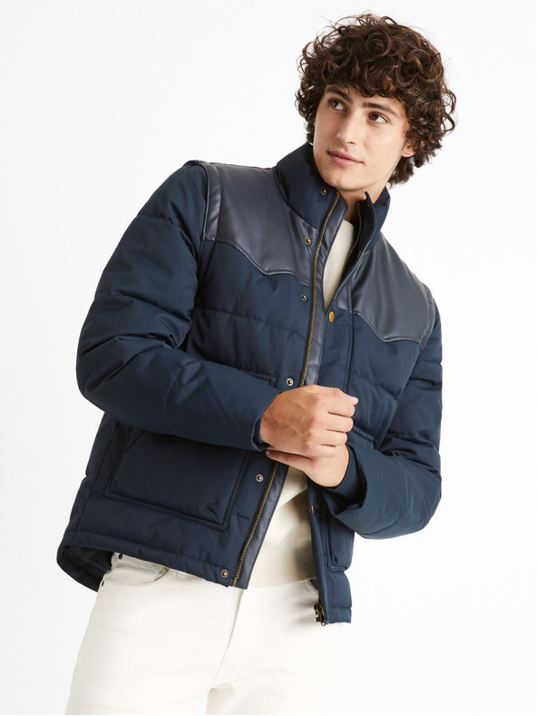 Celio Тъмно синьо мъжко ватирано зимно яке с подвижни ръкави Celio Cumountain