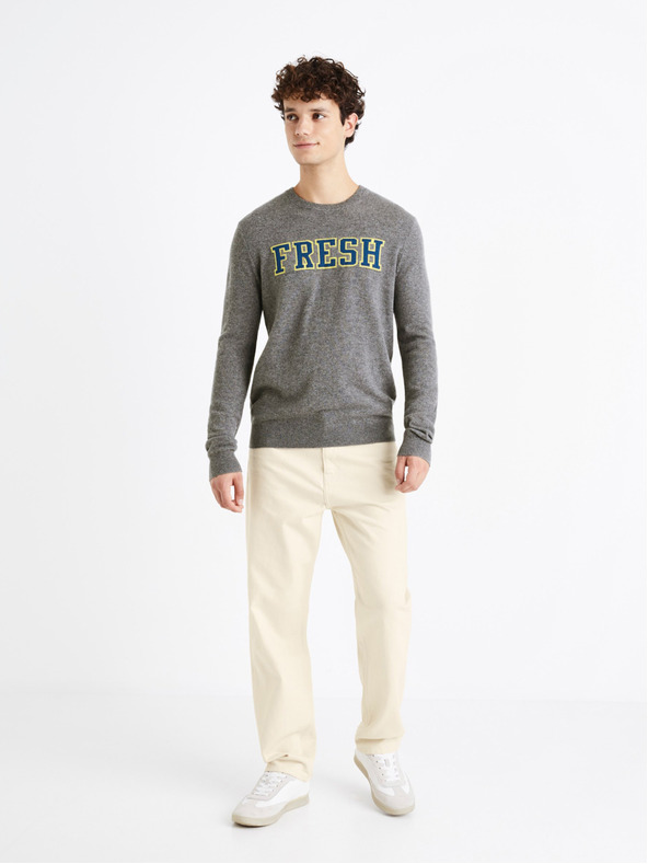 Celio Сив мъжки пуловер от мериносова вълна Celio Cenormal